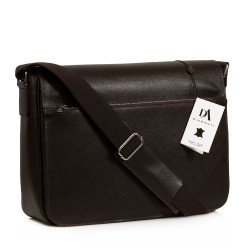 Geanta office pentru laptop 15" si documente din piele naturala safiano DiAmanti Benevento Testa di Moro